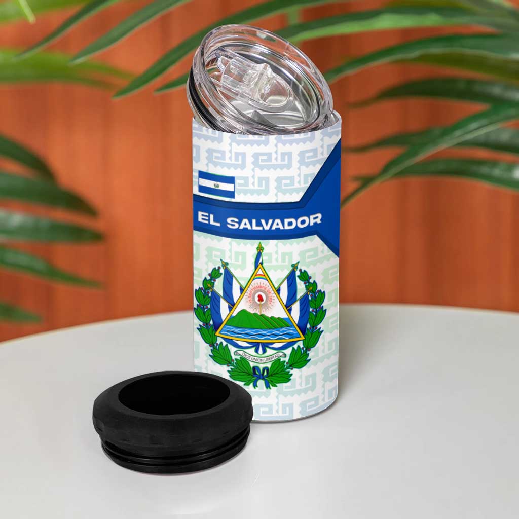 El Salvador National Symbol 4 in 1 Can Cooler Tumbler with Torogoz Bird and Flag Map Design - Wonder Print Shop