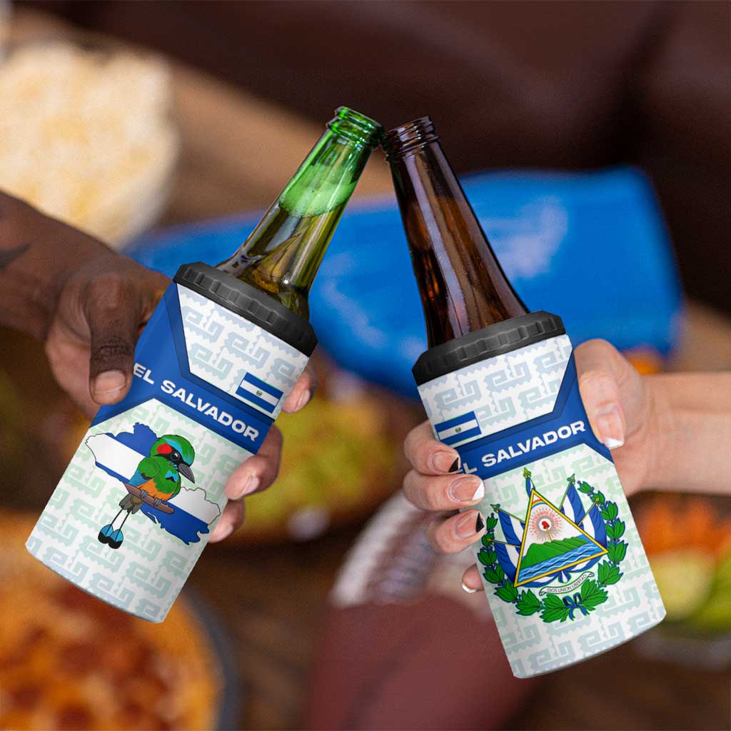 El Salvador National Symbol 4 in 1 Can Cooler Tumbler with Torogoz Bird and Flag Map Design - Wonder Print Shop