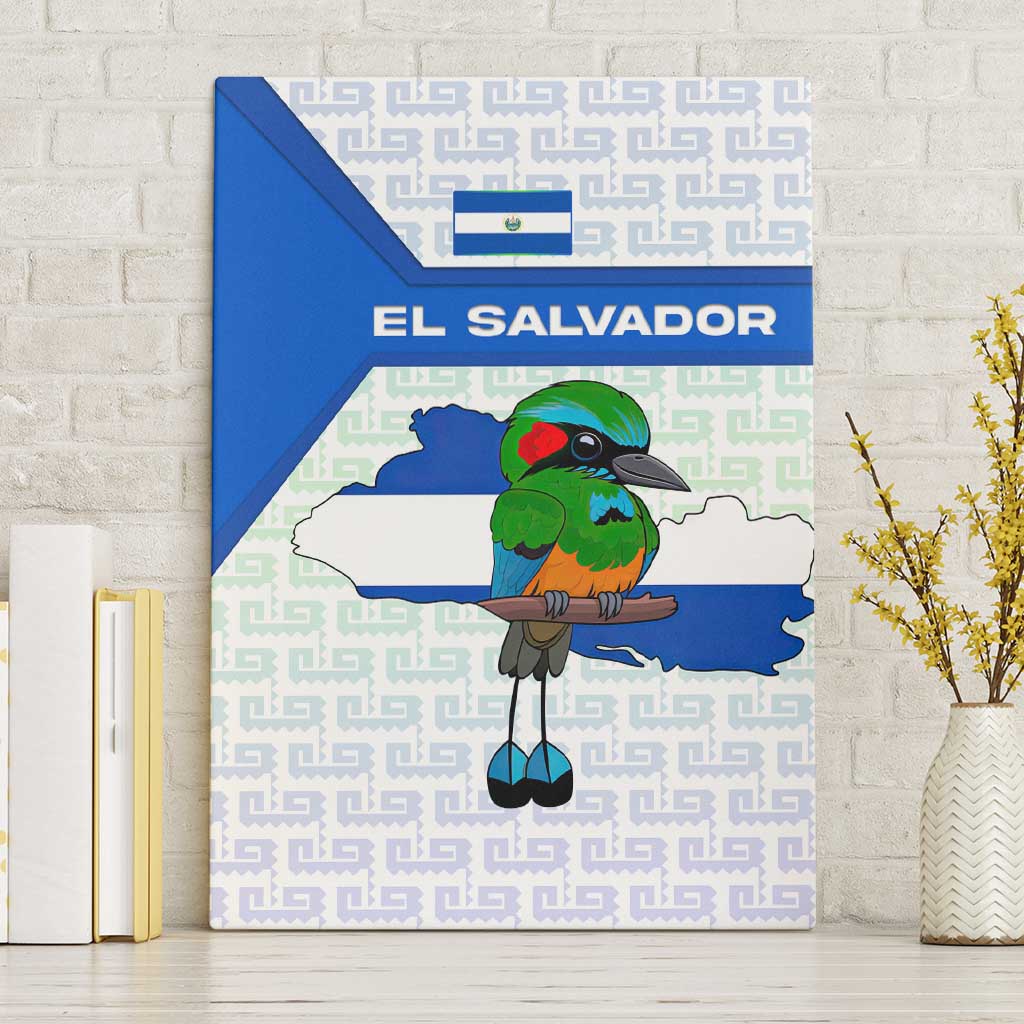 El Salvador National Symbol Canvas Wall Art with Torogoz Bird and Flag Map Design - Wonder Print Shop
