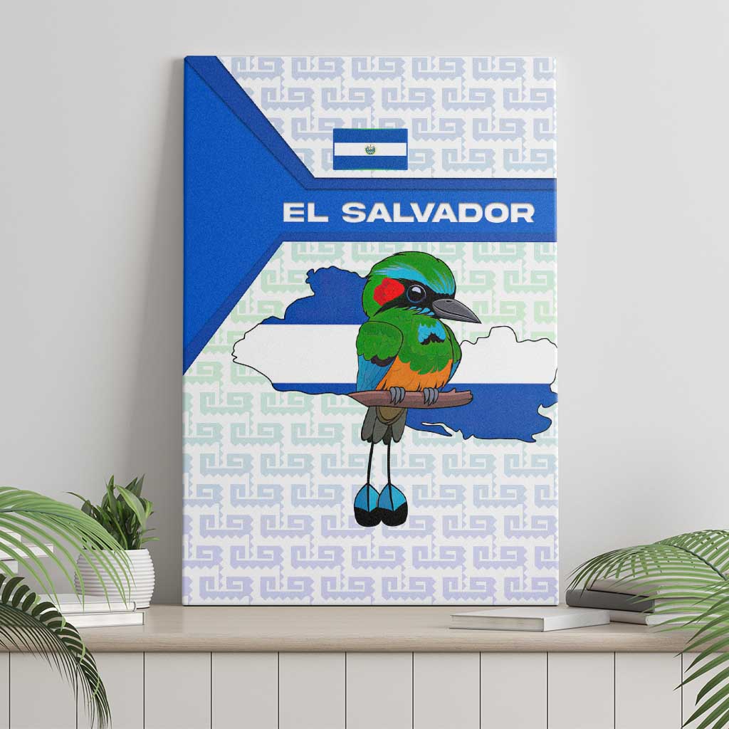 El Salvador National Symbol Canvas Wall Art with Torogoz Bird and Flag Map Design - Wonder Print Shop