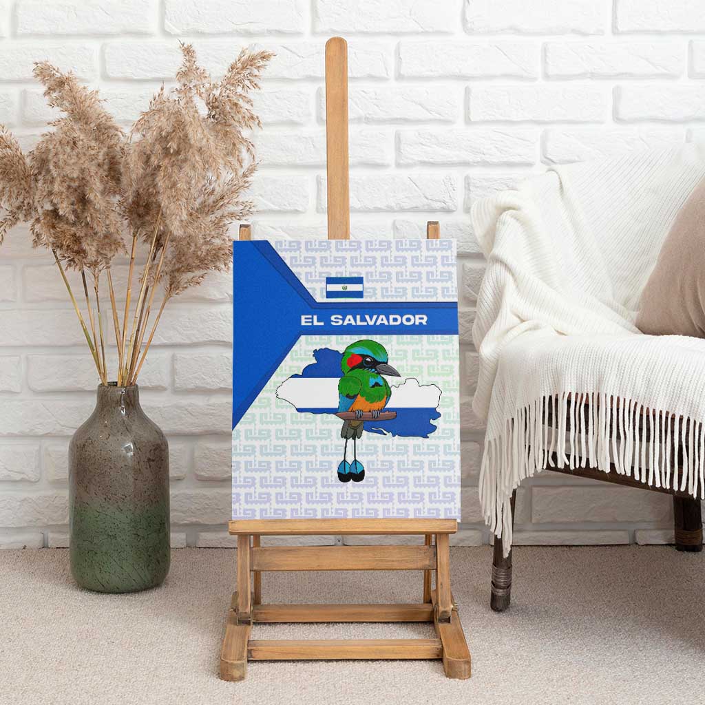 El Salvador National Symbol Canvas Wall Art with Torogoz Bird and Flag Map Design - Wonder Print Shop
