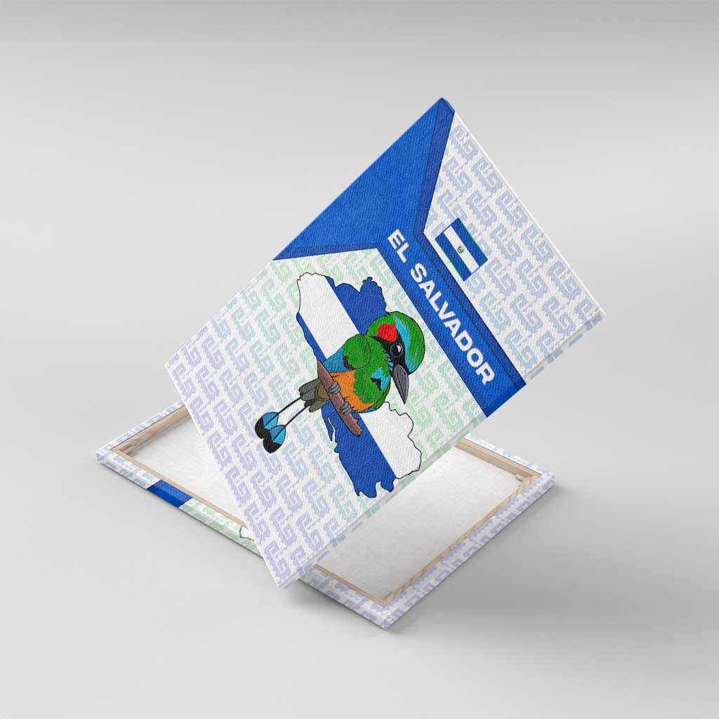El Salvador National Symbol Canvas Wall Art with Torogoz Bird and Flag Map Design - Wonder Print Shop