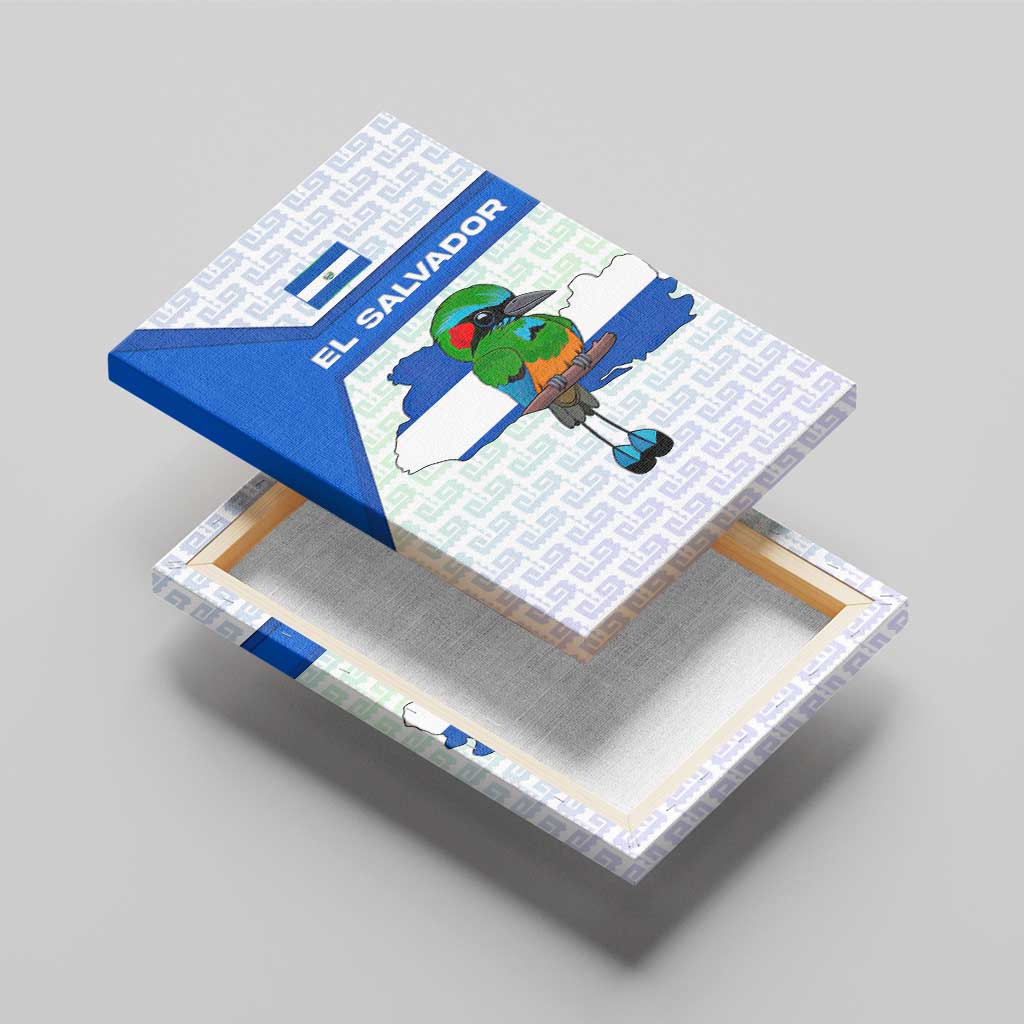 El Salvador National Symbol Canvas Wall Art with Torogoz Bird and Flag Map Design - Wonder Print Shop