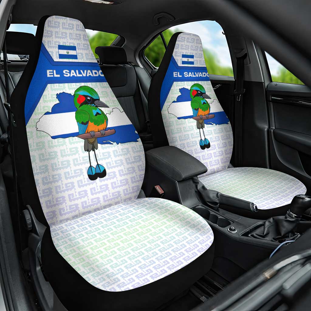 El Salvador National Symbol Car Seat Cover with Torogoz Bird and Flag Map Design - Wonder Print Shop