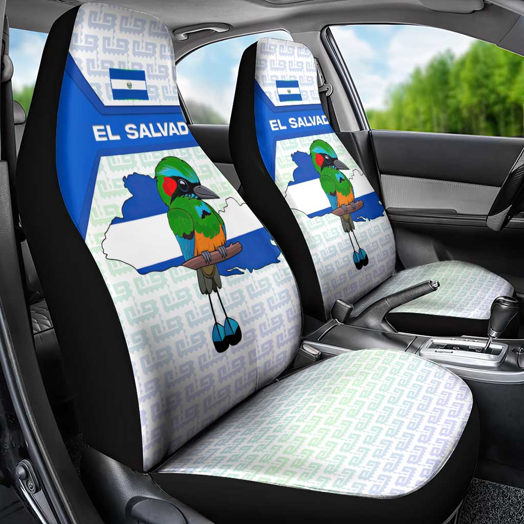 El Salvador National Symbol Car Seat Cover with Torogoz Bird and Flag Map Design - Wonder Print Shop