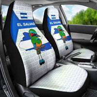 El Salvador National Symbol Car Seat Cover with Torogoz Bird and Flag Map Design - Wonder Print Shop