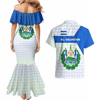 El Salvador National Symbol Couples Matching Mermaid Dress and Hawaiian Shirt with Torogoz Bird and Flag Map Design - Wonder Print Shop