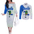 El Salvador National Symbol Couples Matching Off The Shoulder Long Sleeve Dress and Long Sleeve Button Shirt with Torogoz Bird and Flag Map Design - Wonder Print Shop