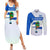El Salvador National Symbol Couples Matching Summer Maxi Dress and Long Sleeve Button Shirt with Torogoz Bird and Flag Map Design - Wonder Print Shop
