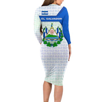 El Salvador National Symbol Family Matching Long Sleeve Bodycon Dress and Hawaiian Shirt with Torogoz Bird and Flag Map Design - Wonder Print Shop