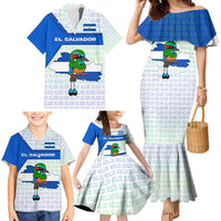 El Salvador National Symbol Family Matching Mermaid Dress and Hawaiian Shirt with Torogoz Bird and Flag Map Design - Wonder Print Shop