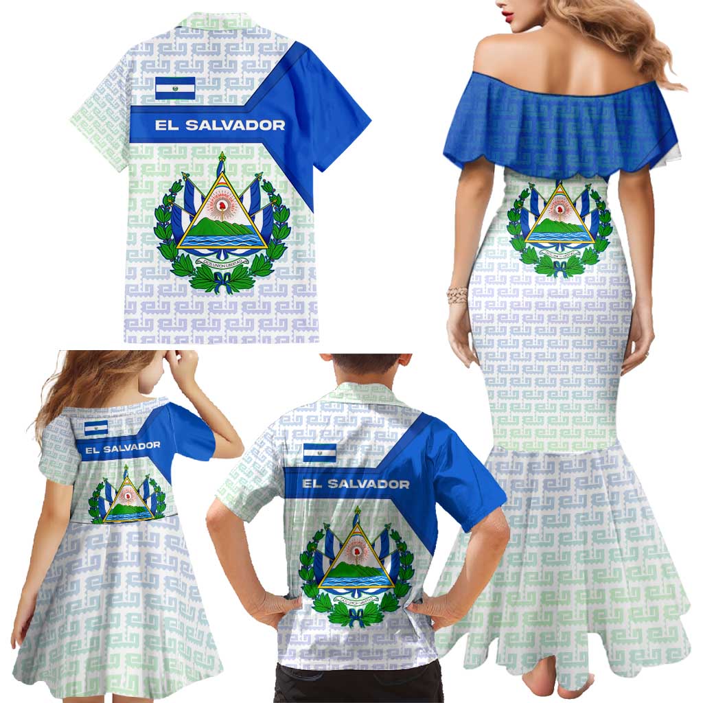 El Salvador National Symbol Family Matching Mermaid Dress and Hawaiian Shirt with Torogoz Bird and Flag Map Design - Wonder Print Shop