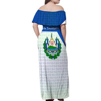 El Salvador National Symbol Family Matching Off Shoulder Maxi Dress and Hawaiian Shirt with Torogoz Bird and Flag Map Design - Wonder Print Shop