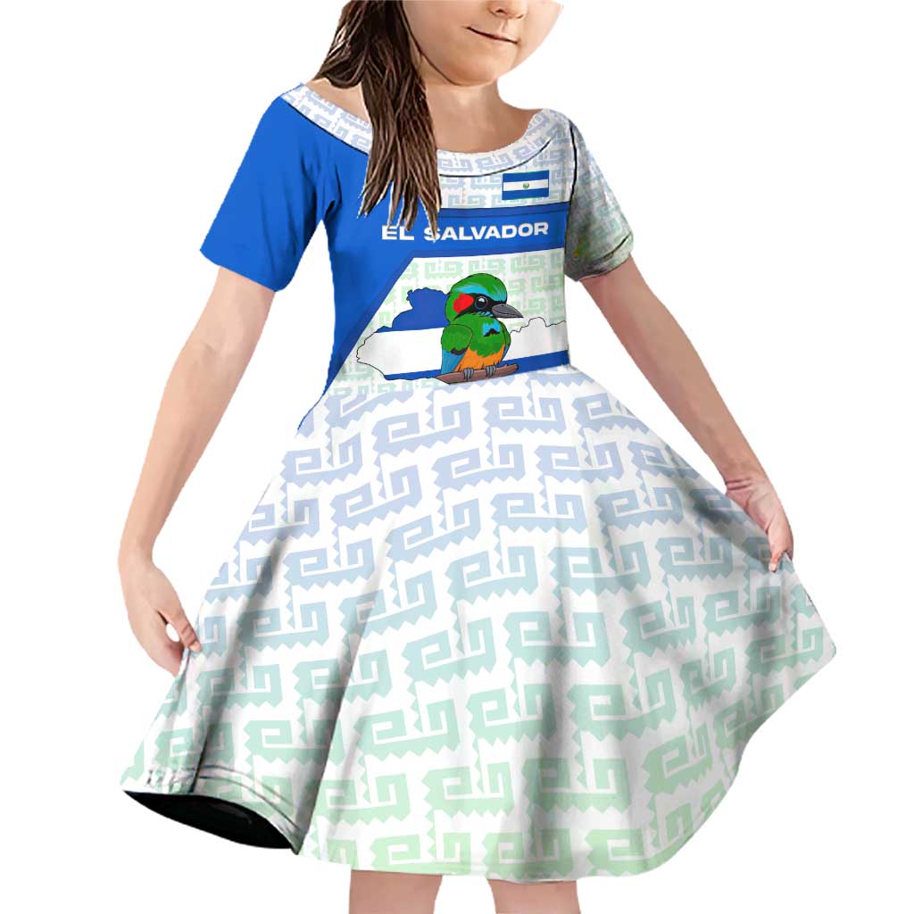 El Salvador National Symbol Family Matching Off Shoulder Short Dress and Hawaiian Shirt with Torogoz Bird and Flag Map Design - Wonder Print Shop