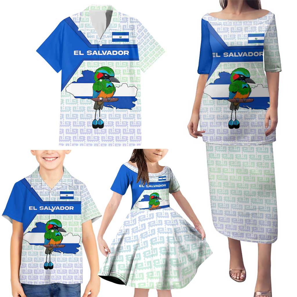 El Salvador National Symbol Family Matching Puletasi and Hawaiian Shirt with Torogoz Bird and Flag Map Design - Wonder Print Shop