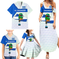 El Salvador National Symbol Family Matching Summer Maxi Dress and Hawaiian Shirt with Torogoz Bird and Flag Map Design - Wonder Print Shop