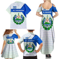 El Salvador National Symbol Family Matching Summer Maxi Dress and Hawaiian Shirt with Torogoz Bird and Flag Map Design - Wonder Print Shop
