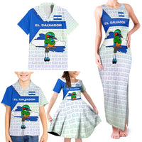 El Salvador National Symbol Family Matching Tank Maxi Dress and Hawaiian Shirt with Torogoz Bird and Flag Map Design - Wonder Print Shop