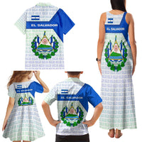 El Salvador National Symbol Family Matching Tank Maxi Dress and Hawaiian Shirt with Torogoz Bird and Flag Map Design - Wonder Print Shop