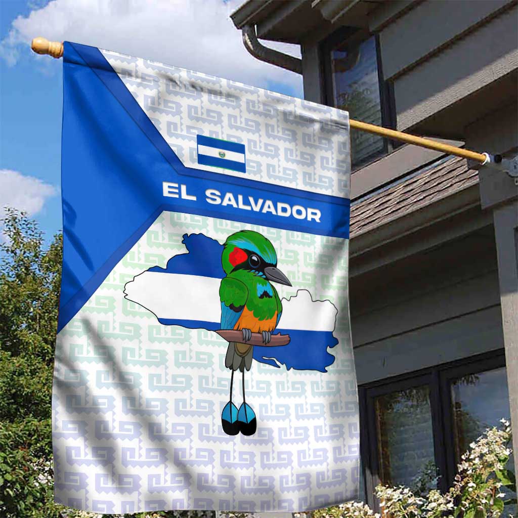 El Salvador National Symbol Garden Flag with Torogoz Bird and Flag Map Design - Wonder Print Shop