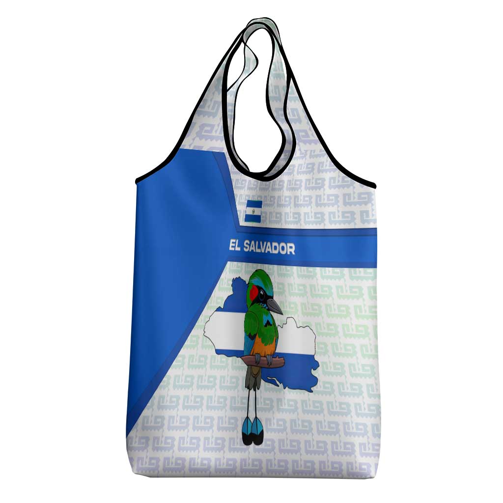 El Salvador National Symbol Grocery Bag with Torogoz Bird and Flag Map Design - Wonder Print Shop