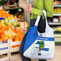 El Salvador National Symbol Grocery Bag with Torogoz Bird and Flag Map Design - Wonder Print Shop