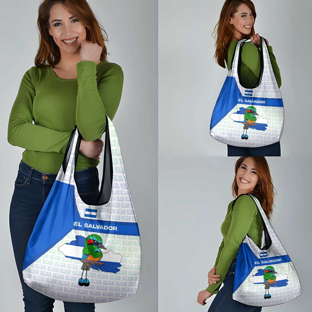 El Salvador National Symbol Grocery Bag with Torogoz Bird and Flag Map Design - Wonder Print Shop