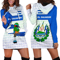 El Salvador National Symbol Hoodie Dress with Torogoz Bird and Flag Map Design - Wonder Print Shop