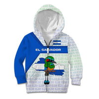 El Salvador National Symbol Kid Hoodie with Torogoz Bird and Flag Map Design - Wonder Print Shop