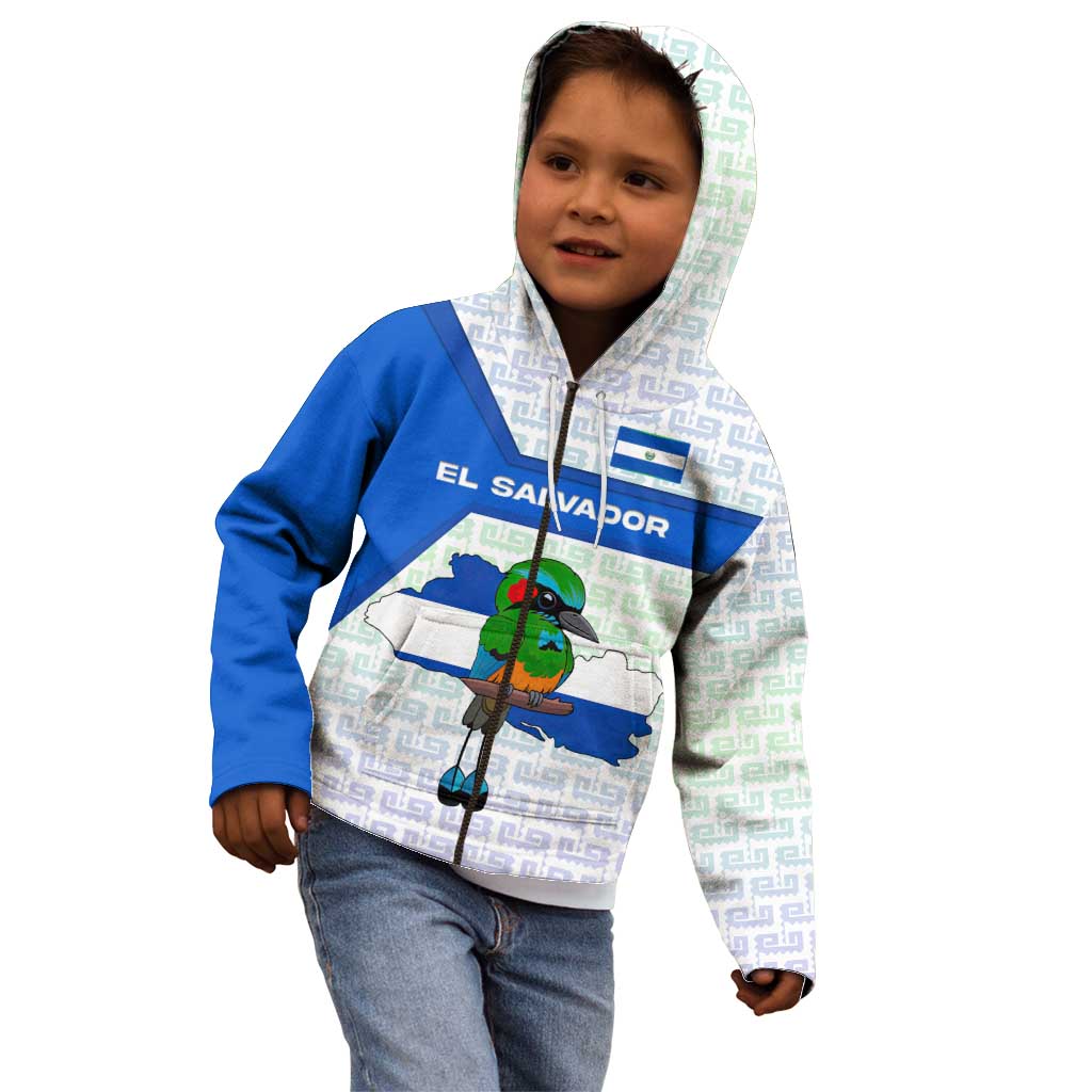 El Salvador National Symbol Kid Hoodie with Torogoz Bird and Flag Map Design - Wonder Print Shop