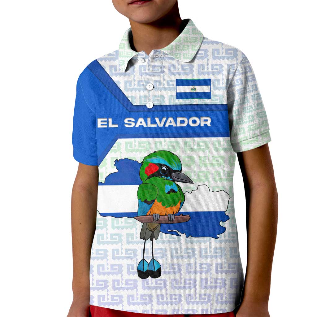 El Salvador National Symbol Kid Polo Shirt with Torogoz Bird and Flag Map Design - Wonder Print Shop