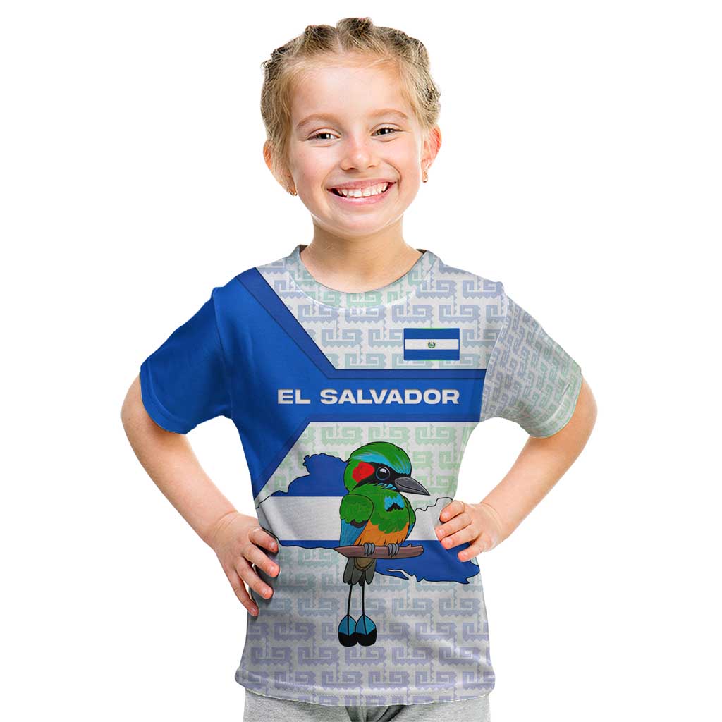 El Salvador National Symbol Kid T Shirt with Torogoz Bird and Flag Map Design - Wonder Print Shop