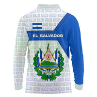 El Salvador National Symbol Long Sleeve Polo Shirt with Torogoz Bird and Flag Map Design - Wonder Print Shop