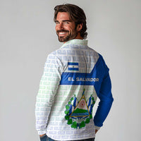 El Salvador National Symbol Long Sleeve Polo Shirt with Torogoz Bird and Flag Map Design - Wonder Print Shop