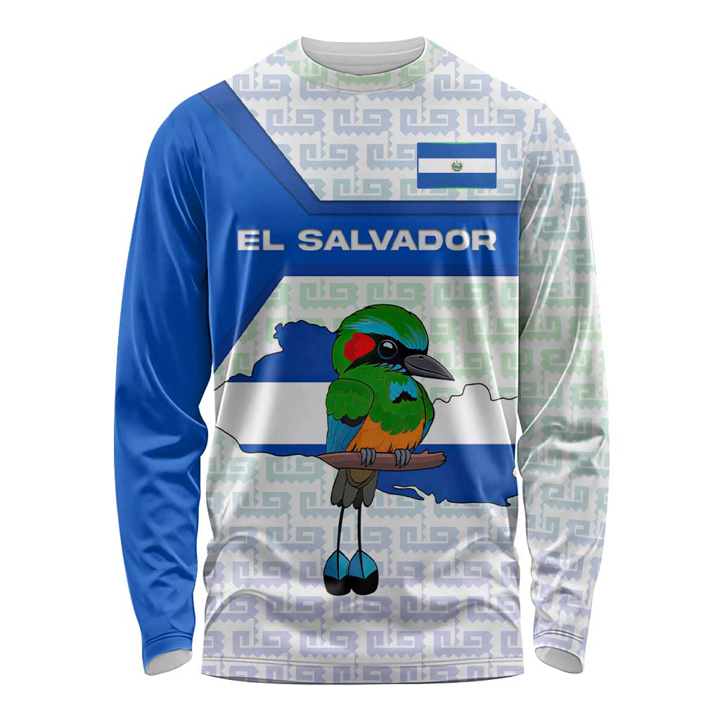 El Salvador National Symbol Long Sleeve Shirt with Torogoz Bird and Flag Map Design - Wonder Print Shop