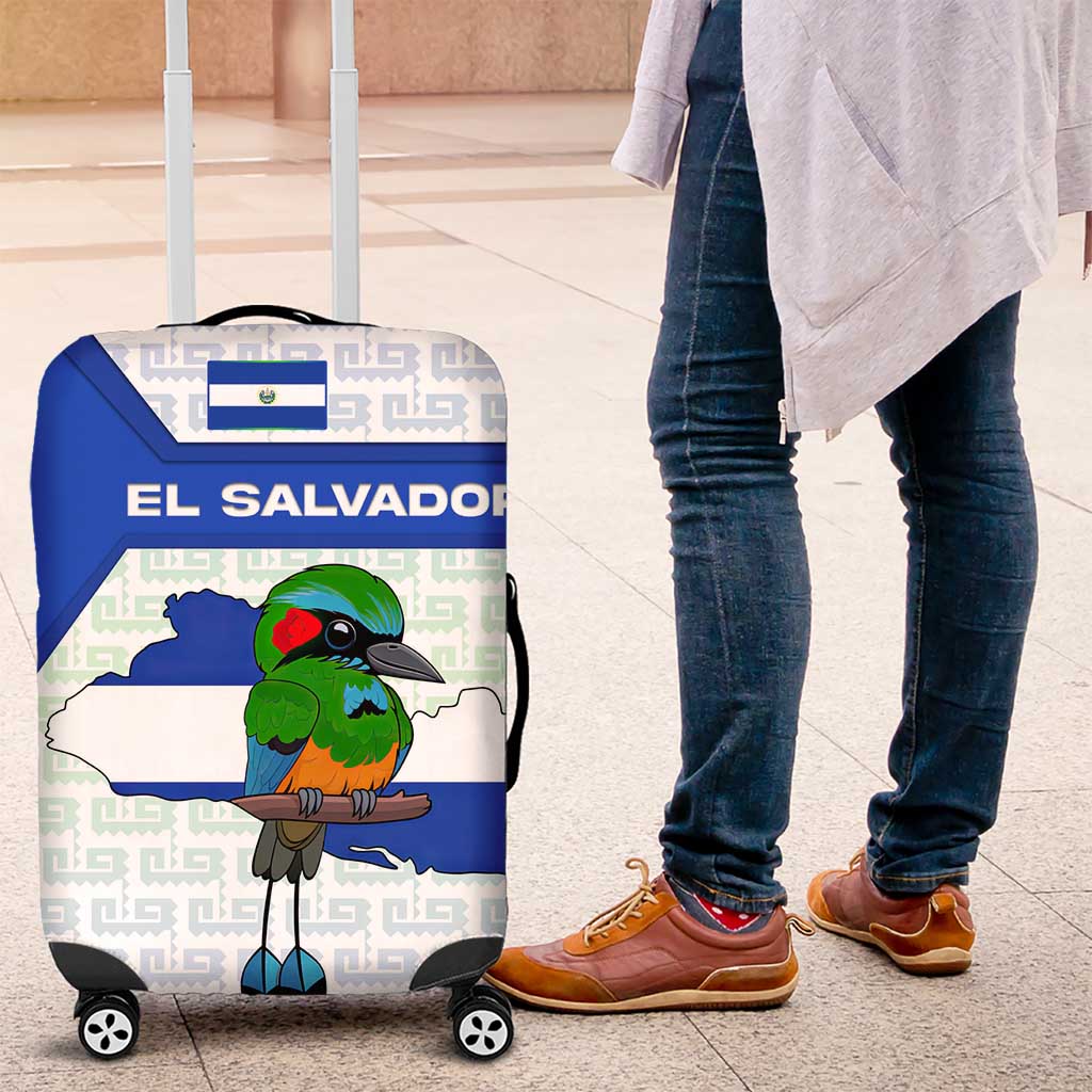 El Salvador National Symbol Luggage Cover with Torogoz Bird and Flag Map Design - Wonder Print Shop