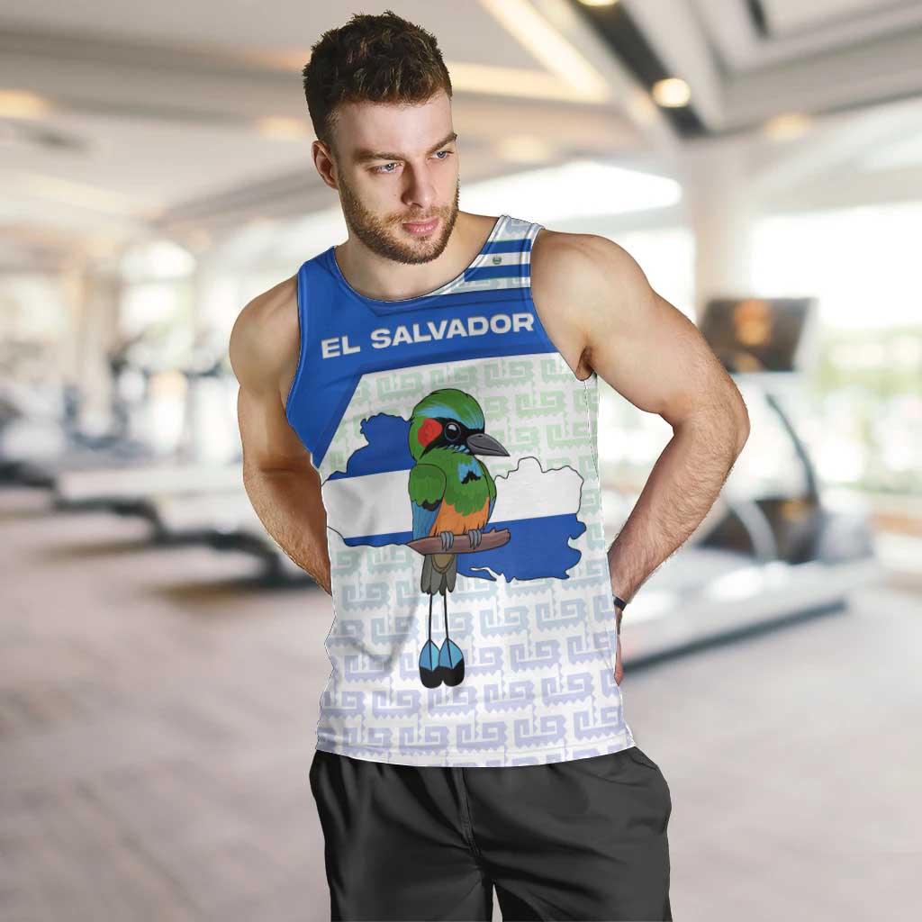 El Salvador National Symbol Men Tank Top with Torogoz Bird and Flag Map Design - Wonder Print Shop