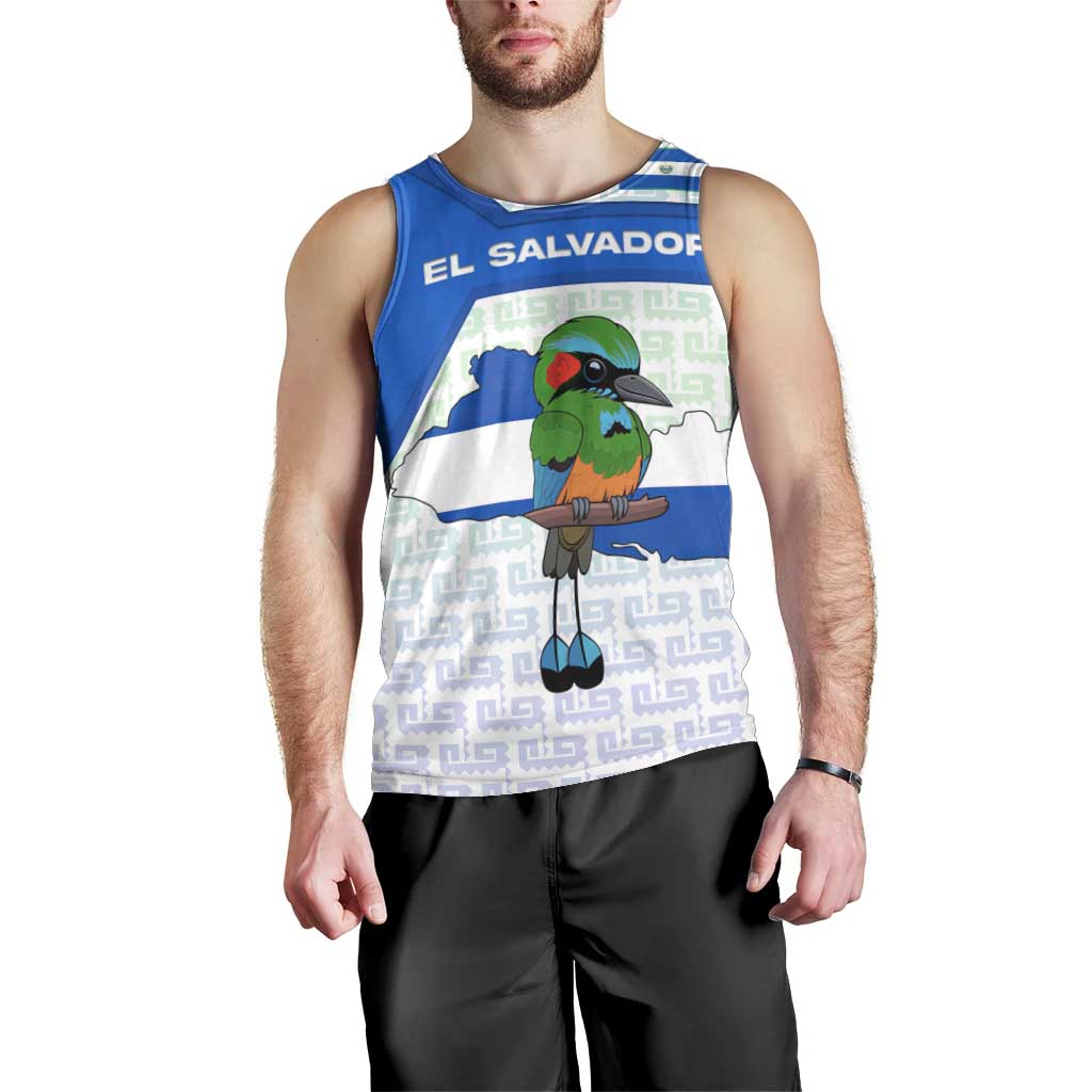 El Salvador National Symbol Men Tank Top with Torogoz Bird and Flag Map Design - Wonder Print Shop