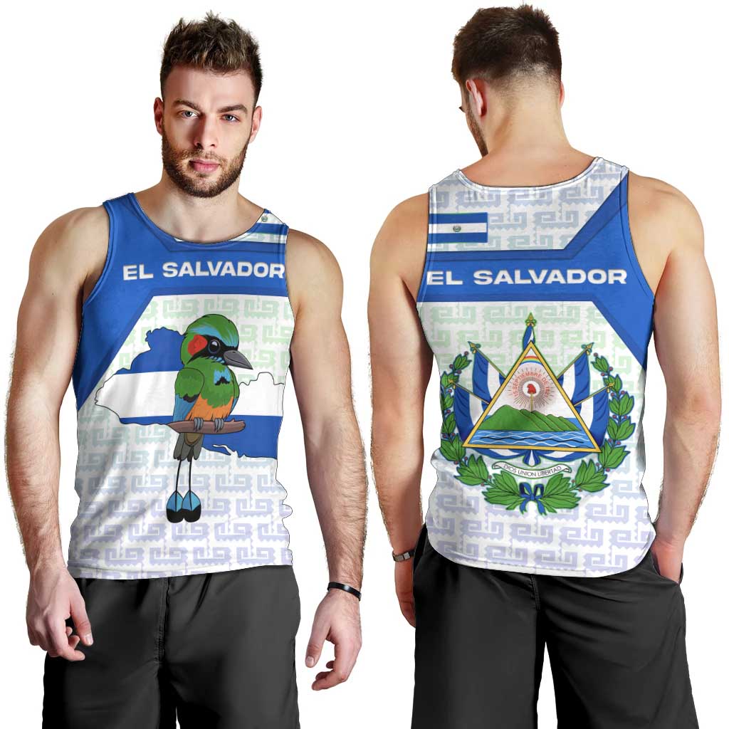 El Salvador National Symbol Men Tank Top with Torogoz Bird and Flag Map Design - Wonder Print Shop