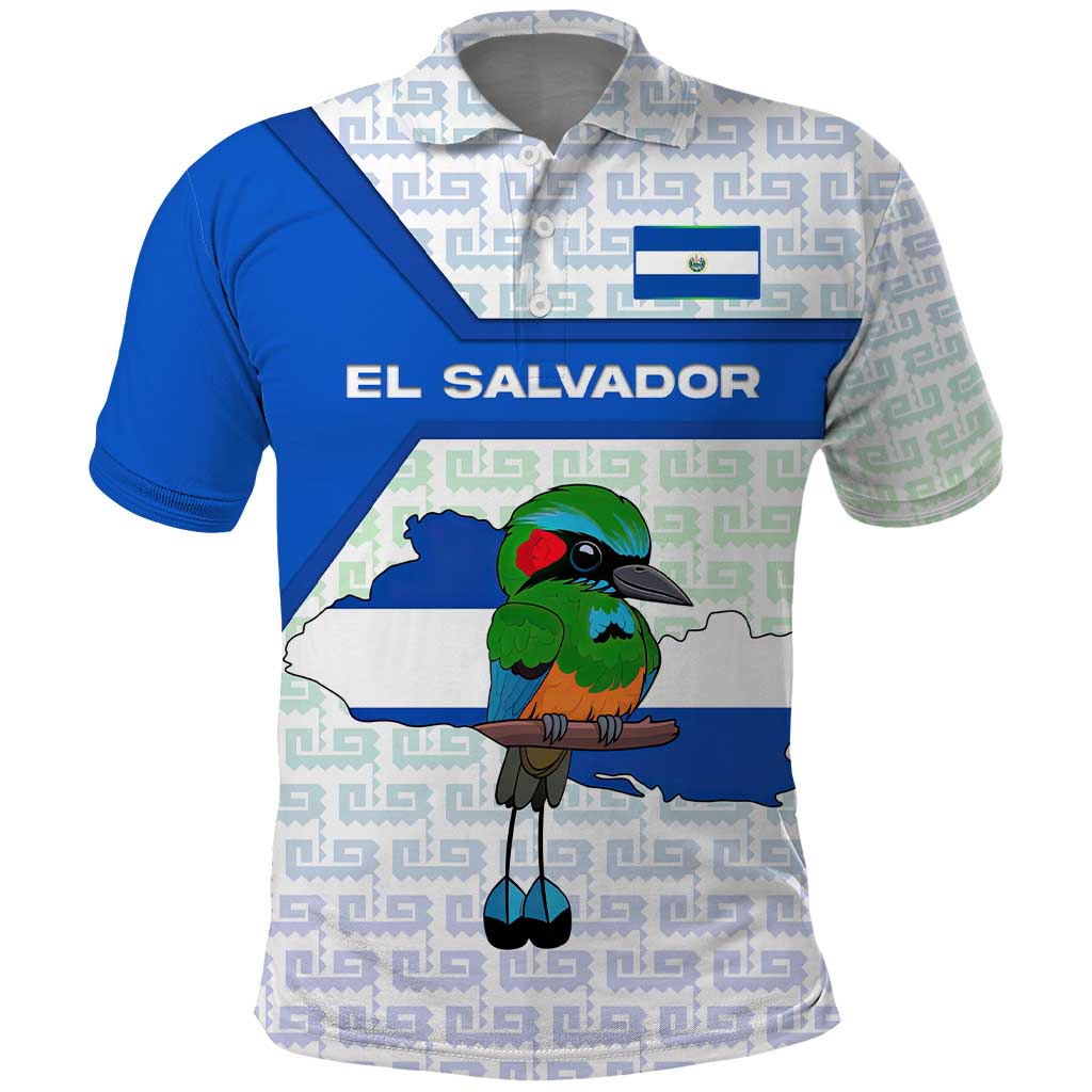 El Salvador National Symbol Polo Shirt with Torogoz Bird and Flag Map Design - Wonder Print Shop