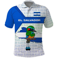 El Salvador National Symbol Polo Shirt with Torogoz Bird and Flag Map Design - Wonder Print Shop