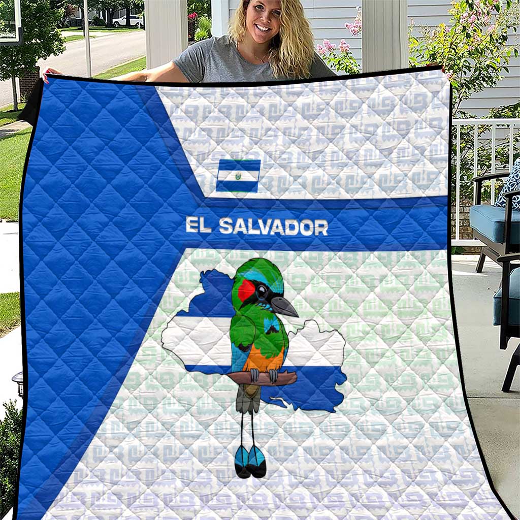 El Salvador National Symbol Quilt with Torogoz Bird and Flag Map Design - Wonder Print Shop