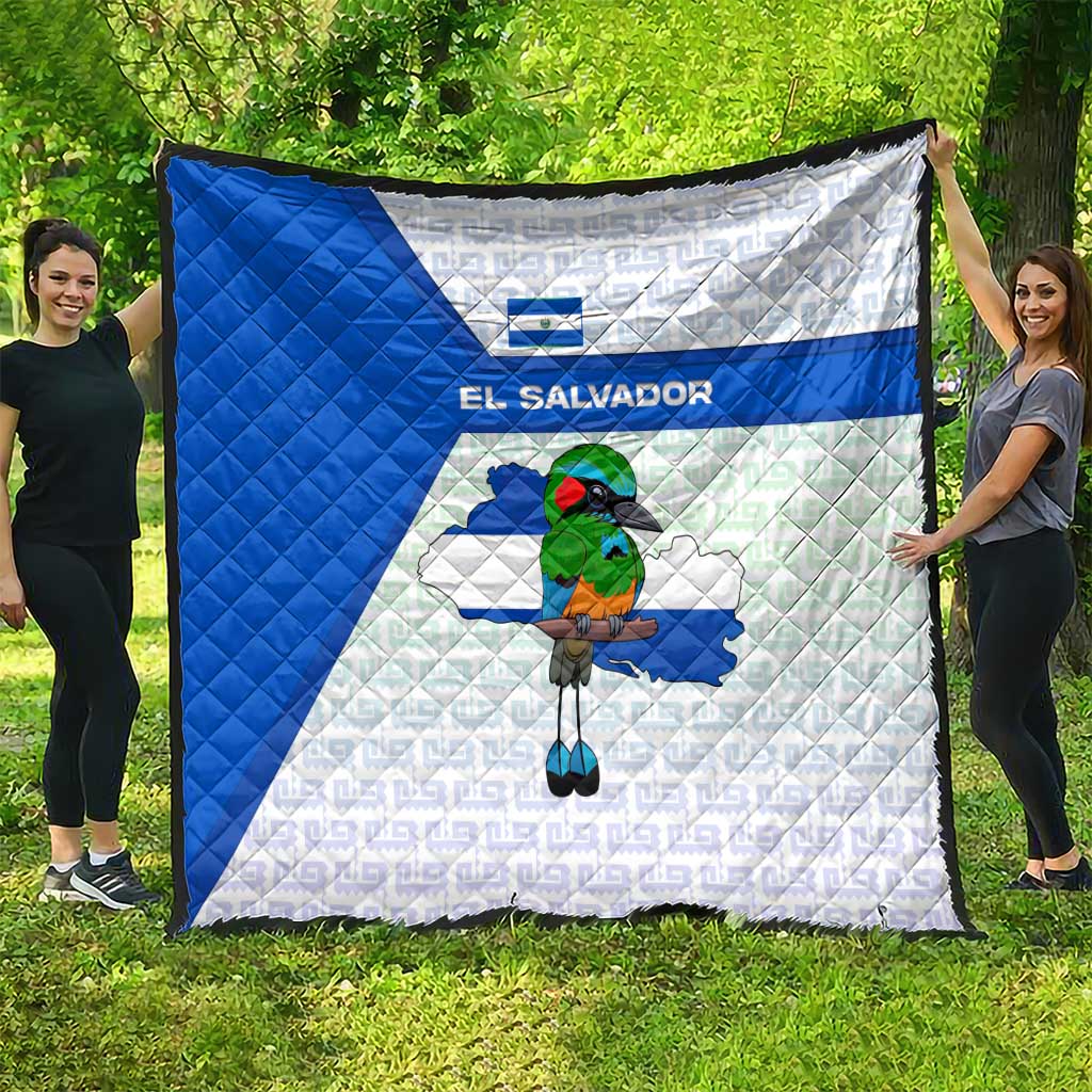 El Salvador National Symbol Quilt with Torogoz Bird and Flag Map Design - Wonder Print Shop