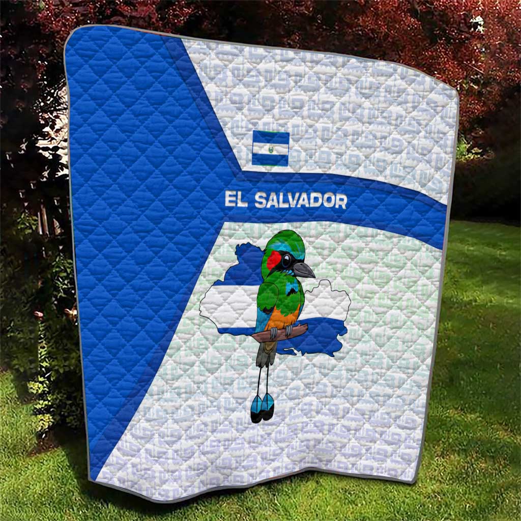 El Salvador National Symbol Quilt with Torogoz Bird and Flag Map Design - Wonder Print Shop