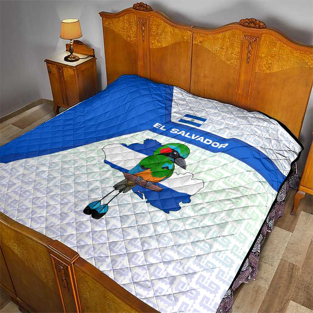 El Salvador National Symbol Quilt with Torogoz Bird and Flag Map Design - Wonder Print Shop