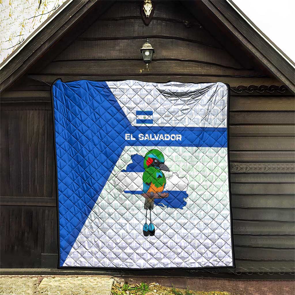 El Salvador National Symbol Quilt with Torogoz Bird and Flag Map Design - Wonder Print Shop