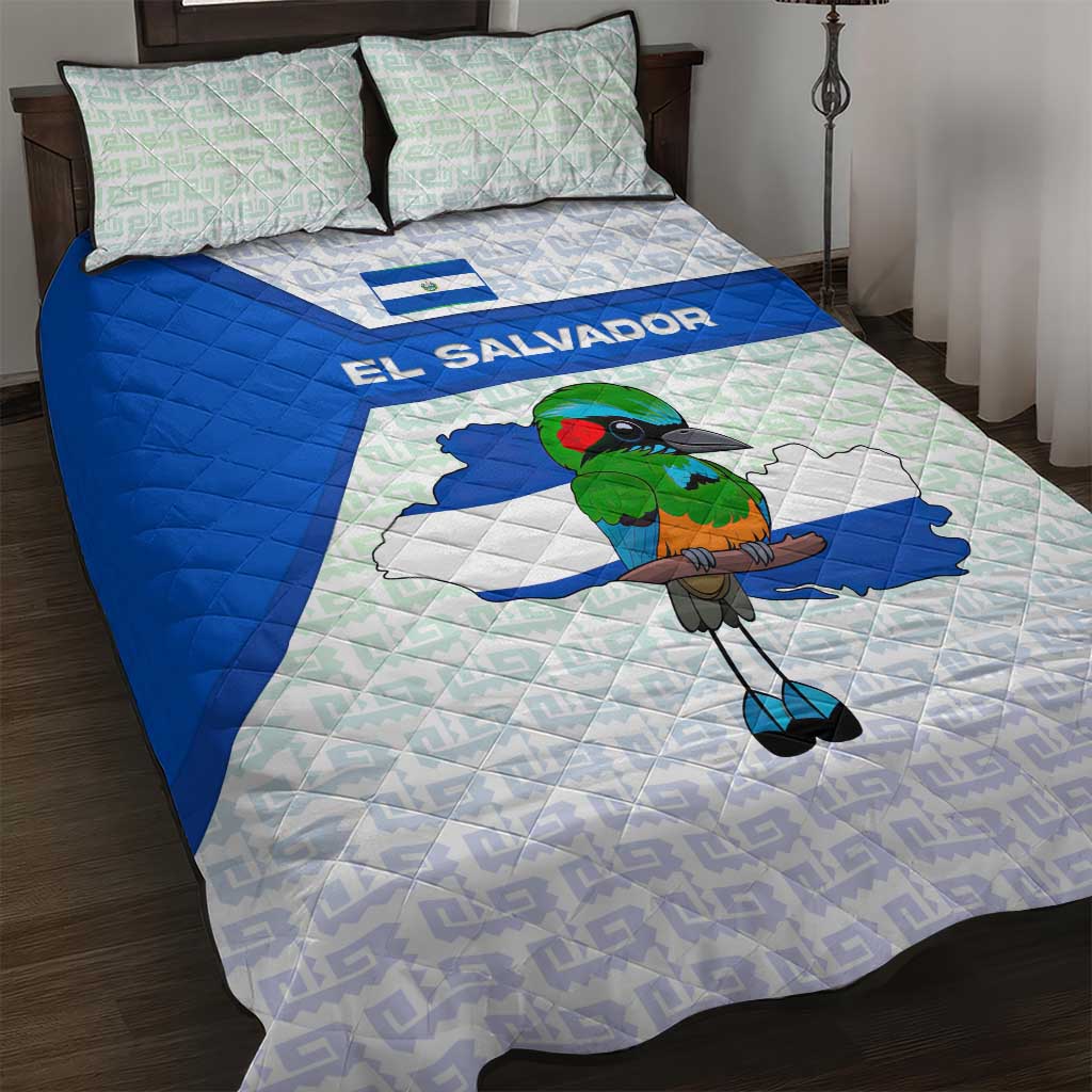 El Salvador National Symbol Quilt Bed Set with Torogoz Bird and Flag Map Design - Wonder Print Shop
