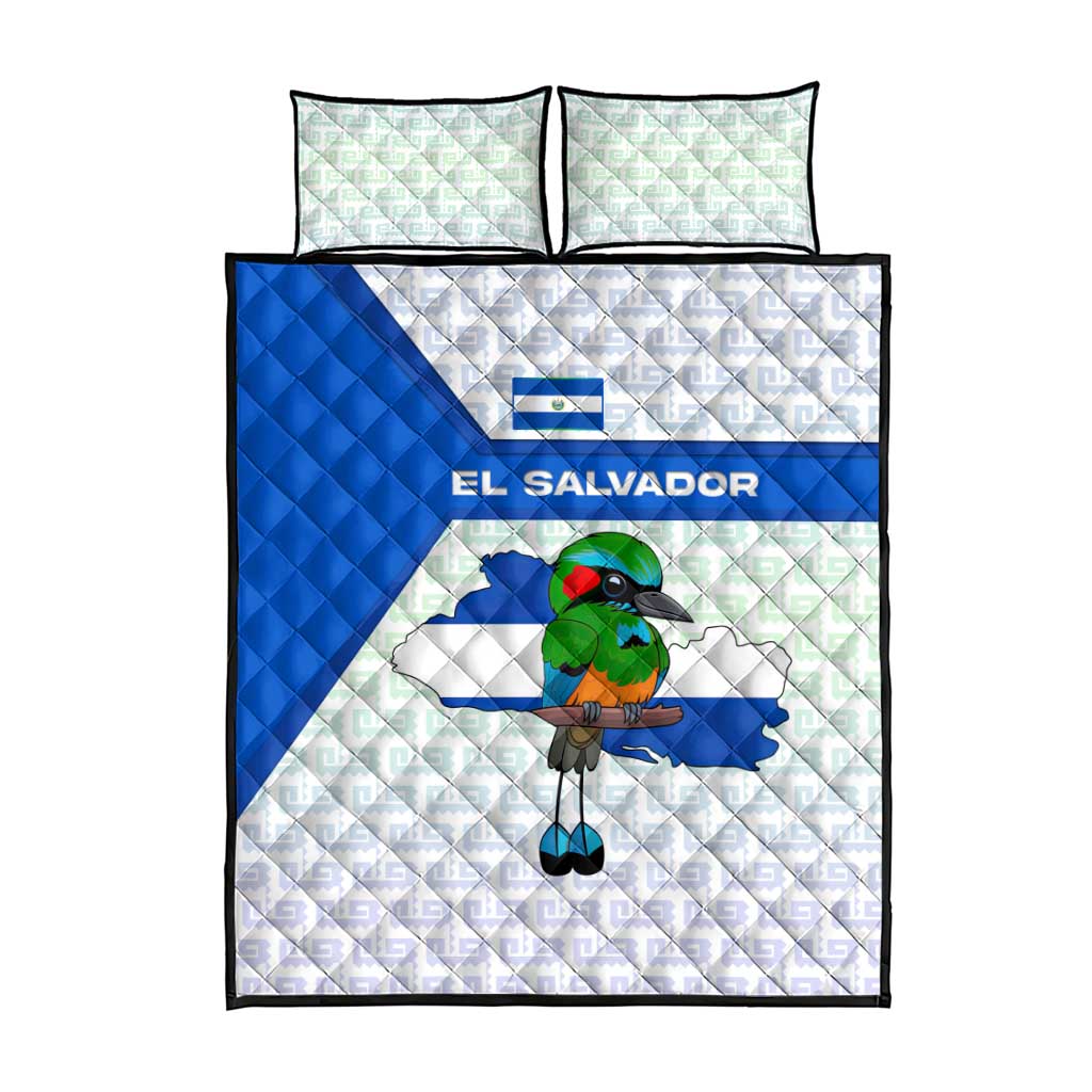 El Salvador National Symbol Quilt Bed Set with Torogoz Bird and Flag Map Design - Wonder Print Shop
