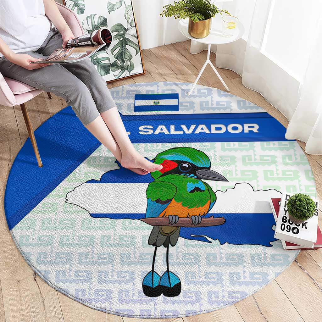 El Salvador National Symbol Round Carpet with Torogoz Bird and Flag Map Design - Wonder Print Shop