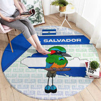 El Salvador National Symbol Round Carpet with Torogoz Bird and Flag Map Design - Wonder Print Shop